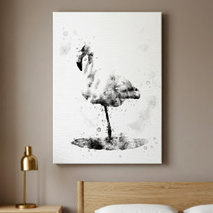Toile Flamant Rose Monochrome Élégant à l'Aquarelle