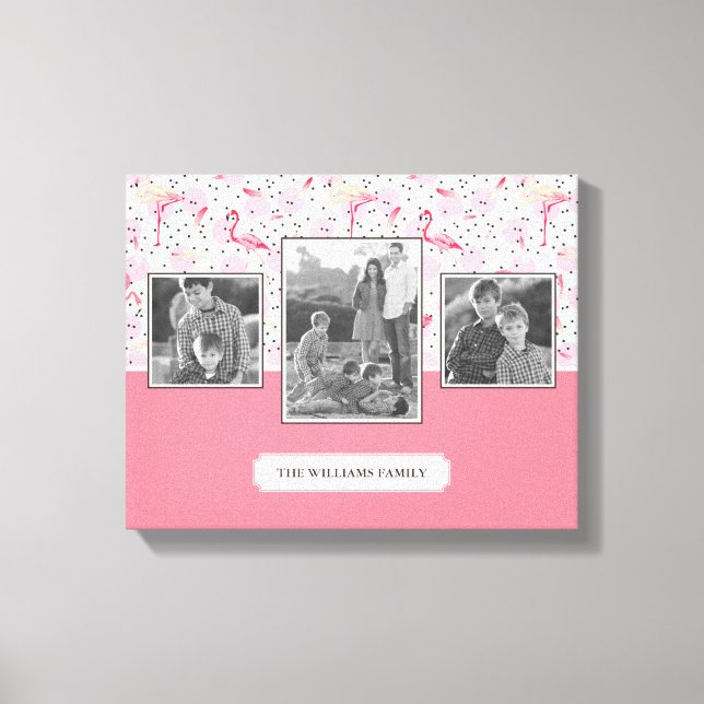 Toile Flamant rose Pois | Photos De Famille Avec Texte (Recto)
