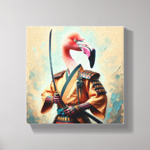Toile Flamant rose Samurai