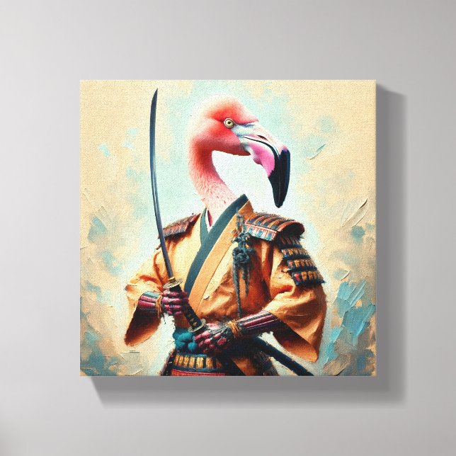 Toile Flamant rose Samurai (Recto)