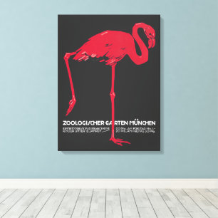 Toile Flamant rose vintage oiseau à Munich Zoo Allemagne
