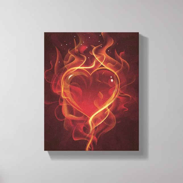 Toile FlamingFlamingHeart feu d'amour rouge foncé flamme (Recto)