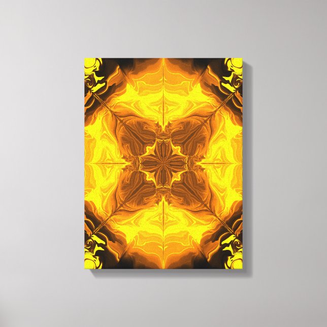 Toile Flamme Dorée Kaléidoscope Art Fractal (Recto)