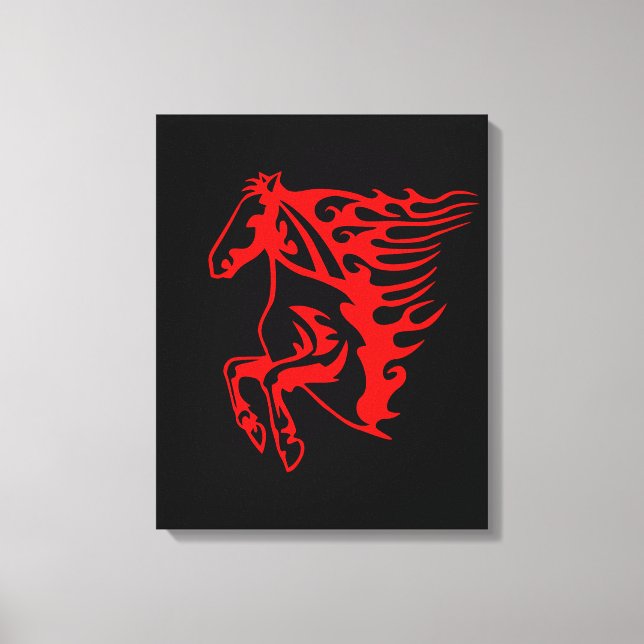 Toile Flamme feu rouge Bronco Mustang Cheval sauvage (Recto)