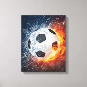 Toile Flamme Football/Balle de Football Jeu d'oreiller