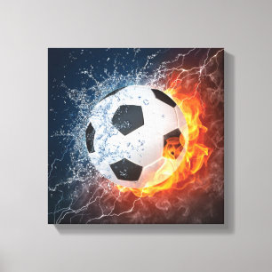 Toile Flamme Football/Balle de Football Jeu d'oreiller