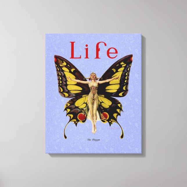 Toile Flapper Butterfly Flying Woman Illustration (Recto)