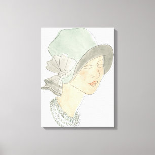 Toile Flapper Fashion Sketch - Femme avec Casquette