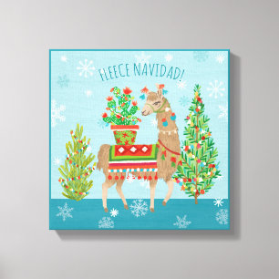 Toile Fleece Navidad   Joli Noël des lamas