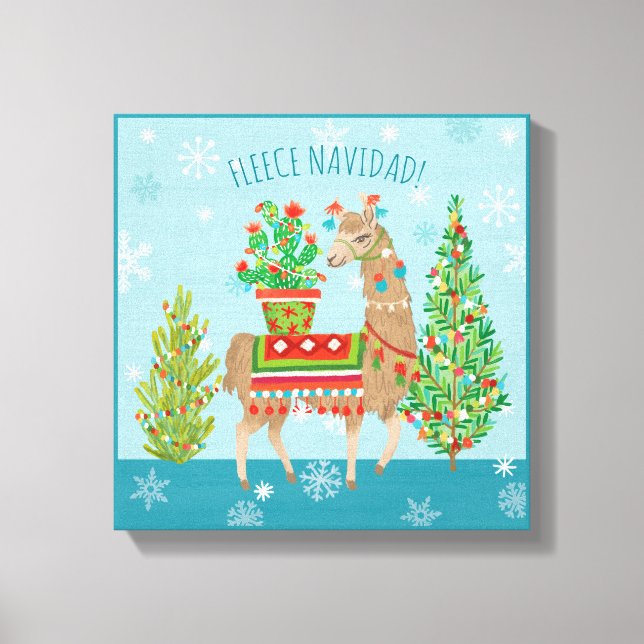 Toile Fleece Navidad | Joli Noël des lamas (Recto)