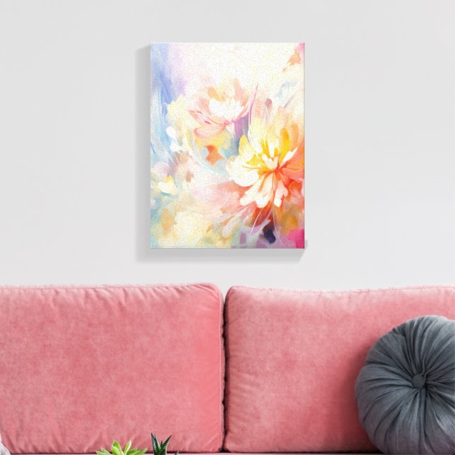 Toile Fleur abstrait aquarelle pastel (Insitu(Salon))