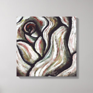Toile Fleur Abstrait Noir Blanc Rose Rouge Art Floral