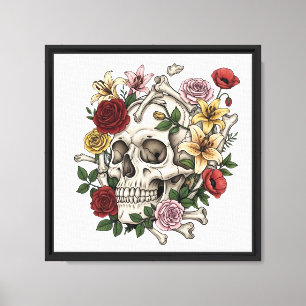 Toile Fleur crâne vintage d'anatomie médicale