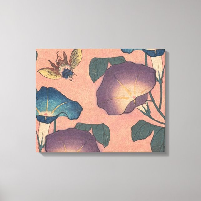 Toile Fleur d'abeille rose Art classique Hokusai (Recto)