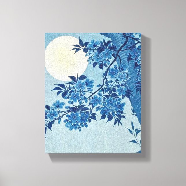 Toile Fleur de cerise sur une nuit éclairée par la lune  (Recto)