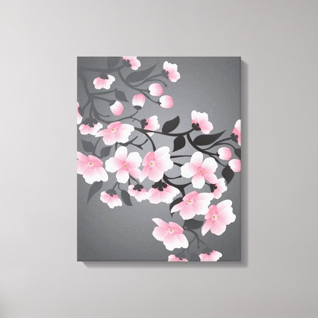 Toile Fleur de cerisier, sakura sur arrière - plan noir (Recto)