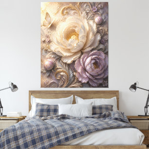 Toile Fleur de givre élégante au clair de lune Fleur e