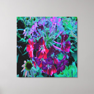 Toile Fleur de jardin rouge, violet et rose