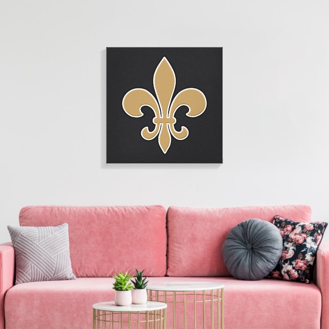 Toile Fleur de Lis Or avec Contour Blanc et Noir (Insitu(Salon))