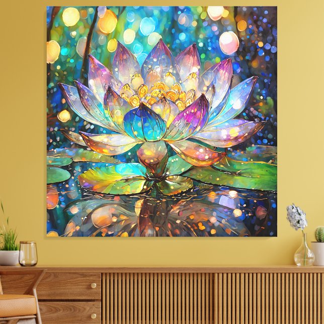 Toile Fleur de lotus en fleurs illuminée (Insitu(Salon))