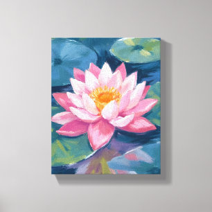 Toile Fleur de Lotus Nénuphar Aquarelle