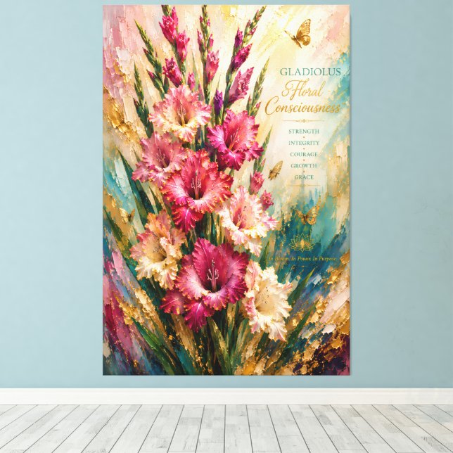 Toile Fleur de naissance d'août Gladiolus Conscience flo (Insitu (Plancher de Bois))