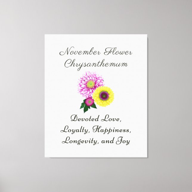 Toile Fleur de naissance de novembre Chrysanthème (Recto)