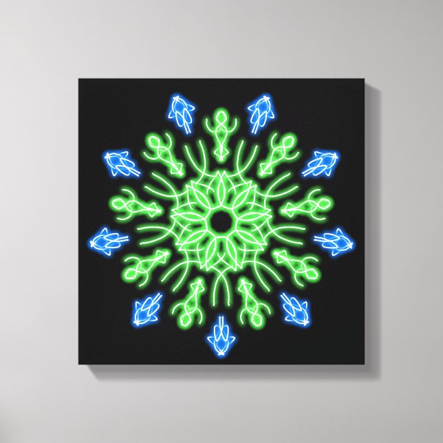Toile Fleur de néon vert et bleu (Recto)
