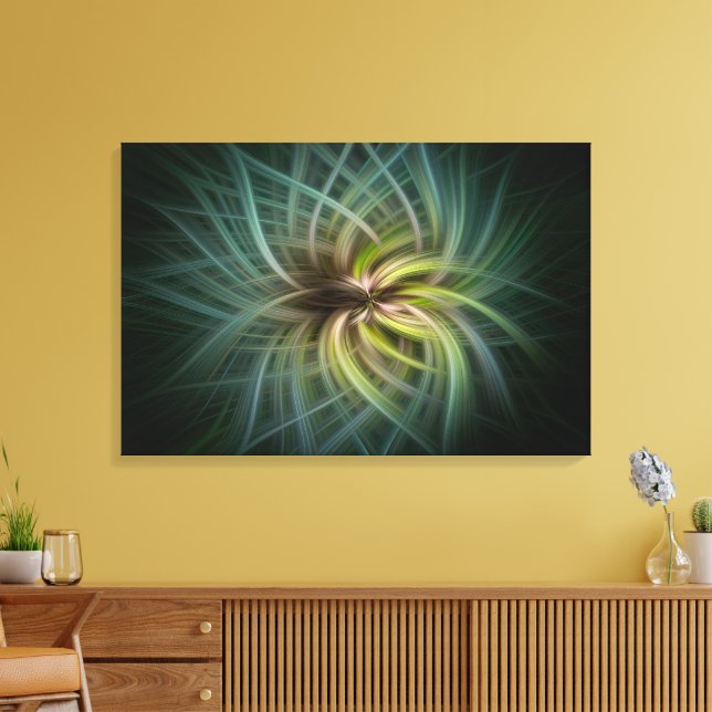 TOILE FLEUR DE TOURBILLON ABSTRAITE ART – NUMÉRIQUE VERT (Insitu(Salon))