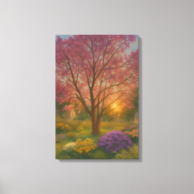 Toile Fleur d'or - Peinture de jardin couché de soleil (Recto)
