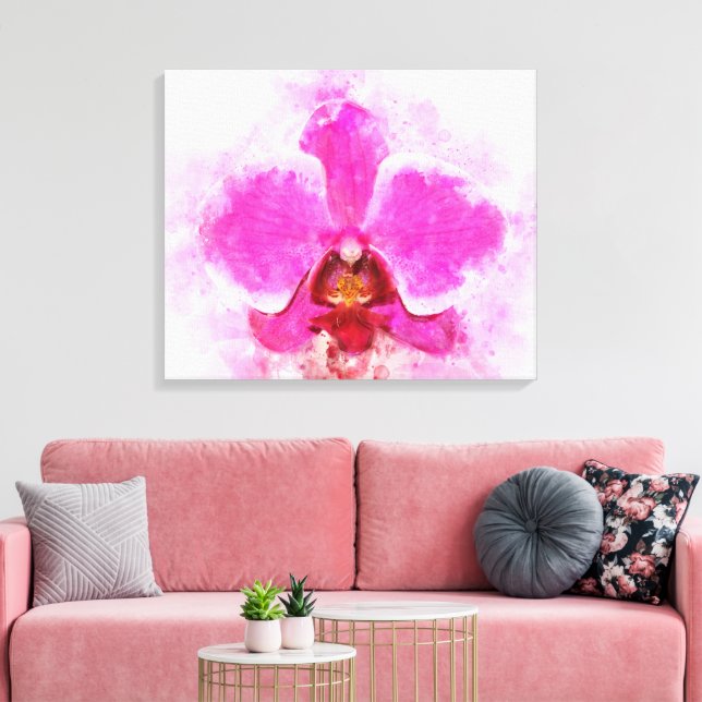 Toile Fleur d'orchidée aquarelle - rose wb 02 (Insitu(Salon))