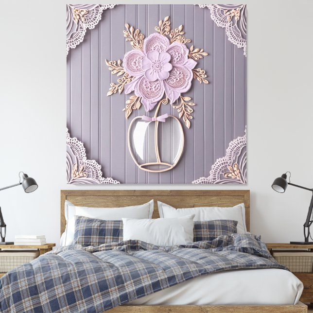 Toile Fleur en dentelle 3D romantique (Insitu(Chambre))