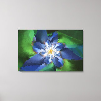 Toile Fleur fractale bleue