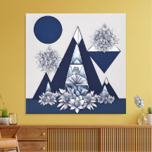 Fleur géométrique céleste de minuit, art IA