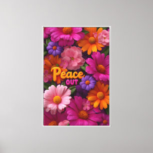 Toile Fleur hippie néon Signe de paix Motif