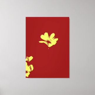 Toile Fleur Jaune sur Arrière - plan Rouge - Beaux-arts
