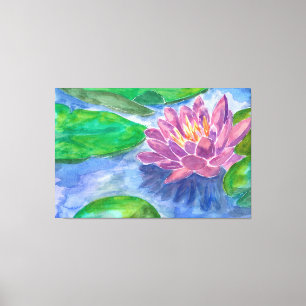 Toile Fleur Lotus et Plantes verts