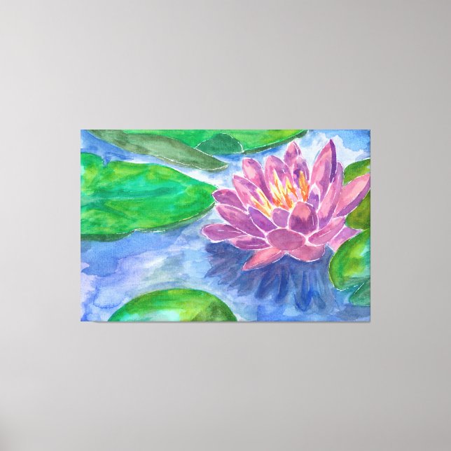 Toile Fleur Lotus et Plantes verts (Recto)