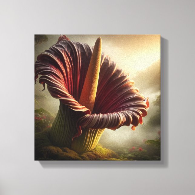 Toile Fleur massive de Titan Arum en fleurs avec jungle (Recto)