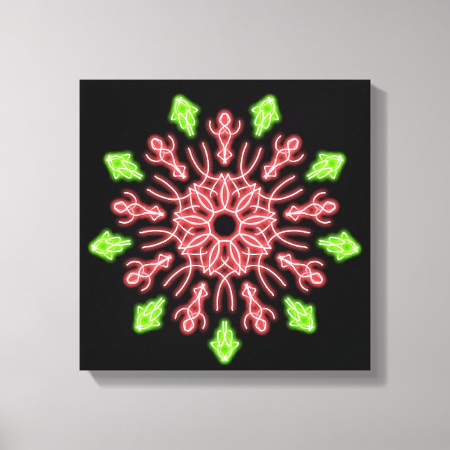 Toile Fleur néon rouge et verte (Recto)