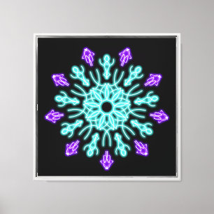 Toile Fleur néon turquoise et violet