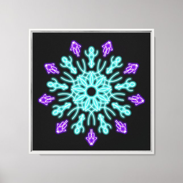 Toile Fleur néon turquoise et violet (Recto)