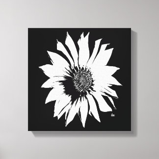 Toile Fleur Noir/Blanc