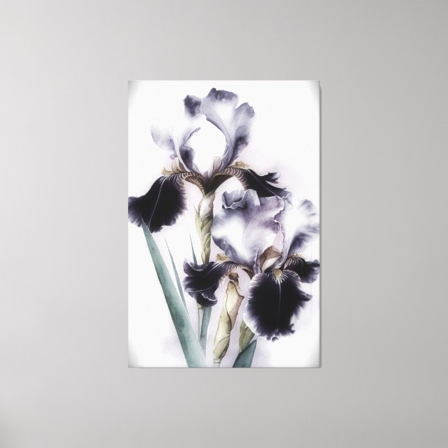 Toile *~* Fleur noire blanche Artsy Iris Peinture AP84 (Recto)