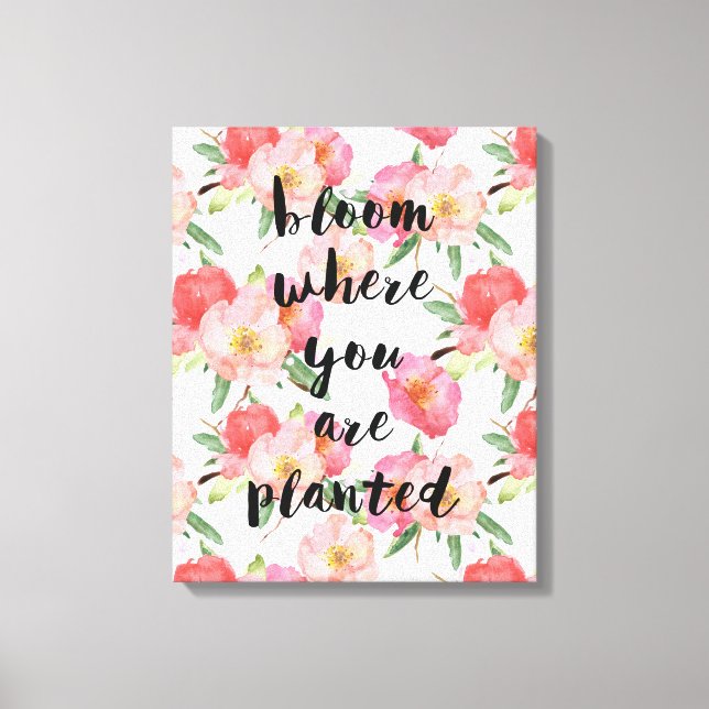 Toile Fleur Où Vous Avez Planté Aquarelle Rose Floral (Recto)