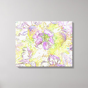 Toile fleur peinte