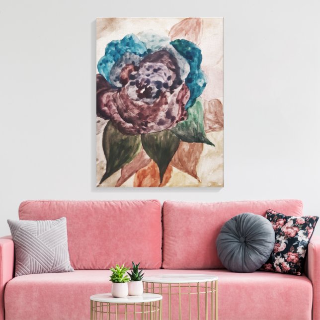 Toile Fleur Princess Pastel Marine Bleu Blush Rose Flora (Insitu(Salon))