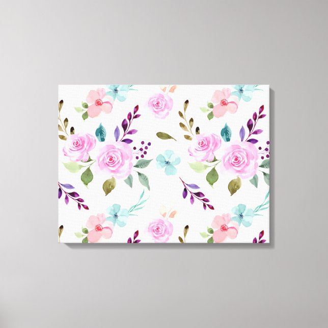 Toile Fleur rose aquarelle sans couture (Recto)