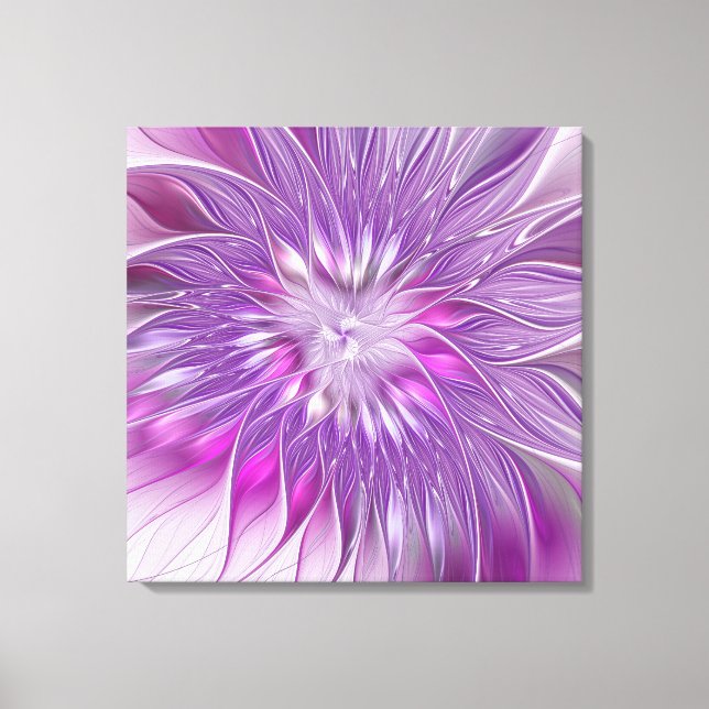 Toile Fleur Rose Violet Passion Abstrait Art Fractal (Recto)