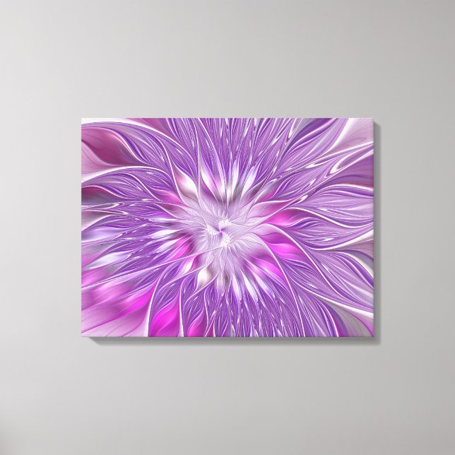 Toile Fleur Rose Violet Passion Abstrait Art Fractal (Recto)